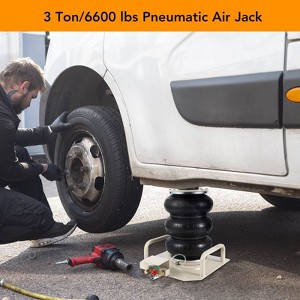 Portable Pneumatic Jack 3T/6600lbs Triple Bag Air Jack Fast Lifting Pneumatic Car Repair with Short Hand, Lifting Height Up to 15.75 Inch（Beige） - 1 of 4