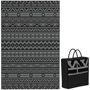 Outsunny Outdoor Patio Rug, Large Camping Carpet with Carrying Bag, Waterproof Plastic Straw, Reversible, Geometric Wall - 1 of 4