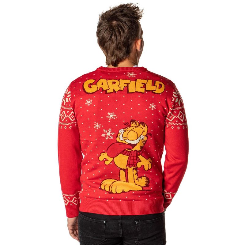 Garfield Men's Odie and Garfield Ugly Sweater Button-Up Knit Cardigan, 2 of 8
