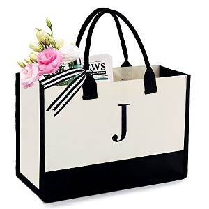 BeeGreen Embroidery Monogram Initial Tote Bag for Women Teacher Mom Fr - 1 of 4