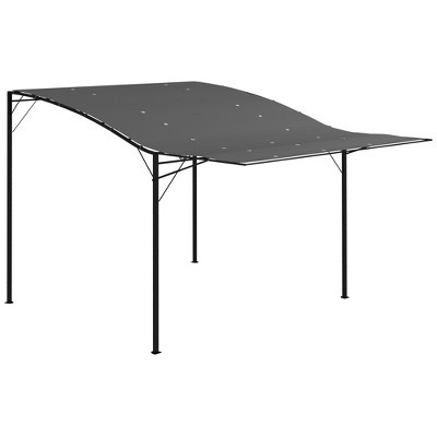 10 ft x 8 ft Dark Gray Steel Patio Gazebo with Extendable Awning