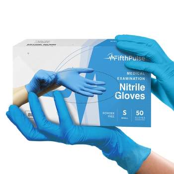 FifthPulse Nitrile Exam Gloves - Blue - Box of 50, Perfect for Cleaning, Cooking & Medical Uses