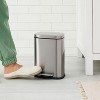 Basics Smudge Resistant Mini Rectangular Trash Can With Soft-Close Foot Pedal, Brushed Stainless Steel - 2 of 4