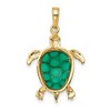 Black Bow Jewelry 14k Yellow Gold Green Translucent Acrylic Sea Turtle Pendant - 3 of 4
