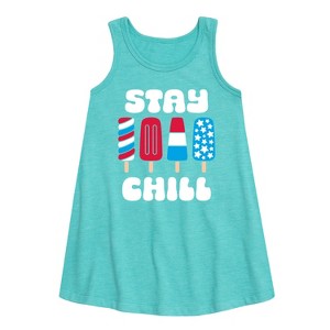 Girls' - Instant Message - Americana Graphic Sleeveless Aline Dress - 1 of 4