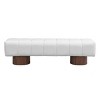 64" Upholstered Dining Bench,PU Ottoman with Round Wood Legs for Dining Bedroom Entryway Living Room,No-Assembly-Baofuwish - 3 of 4