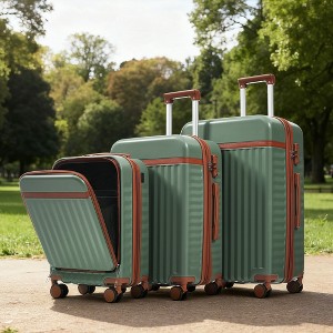 Whisen 3-Piece Luggage Sets, 20"/24"/28" ABS Hard shell Luggage with Spinner Wheels, front opening design - 1 of 4
