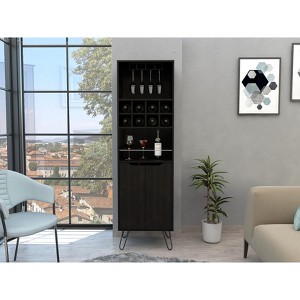 Gulches Cabinet with 2 Interior Shelves, 8 Uncovered Liquor Wine Shelves and 4 Steel Light Legs,Easy to Assemble - 1 of 4