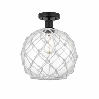 Farmhouse Rope - 1 Light Semi-Flush Mount In Industrial Style-12.75 Inches Tall and 10 Inches Wide