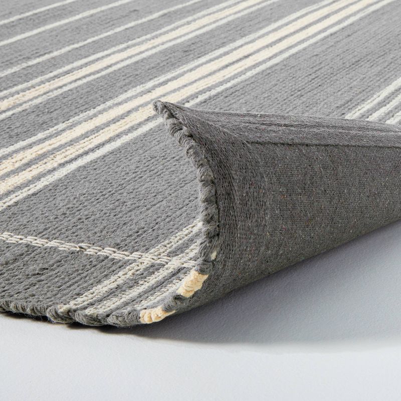 Wool Blend Variegated Stripe Area Rug Dark Gray - Hearth & Hand™ with Magnolia, 4 of 8