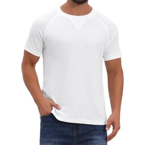 INSPIRE CHIC Men's Waffle Fabric Classic Crew Neck Raglan Short Sleeves T-Shirt - 1 of 4