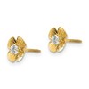 Black Bow Jewelry Kids 7mm Flower and Cubic Zirconia Post Earrings in 14k Yellow Gold - 2 of 4