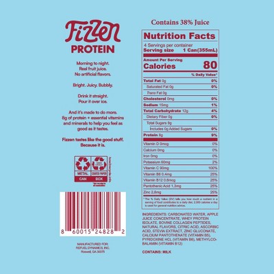 Fizzen Fruit Punch Protein Sparkling Fruit Juice - 12 fl oz/4pk