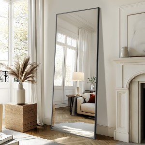 Wooakway Black/Gold/Silver Metal Full Length Mirror Accent Wall Mirror Freestand Mirror with Bracket - 1 of 4