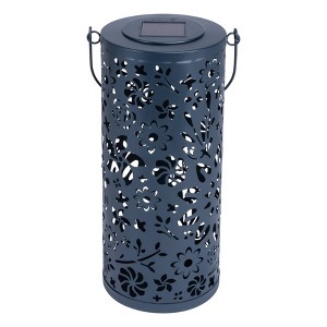 Allsop Solar Lantern 12" Bloom Outdoor Punched Metal LED Luminaria - 1 of 4