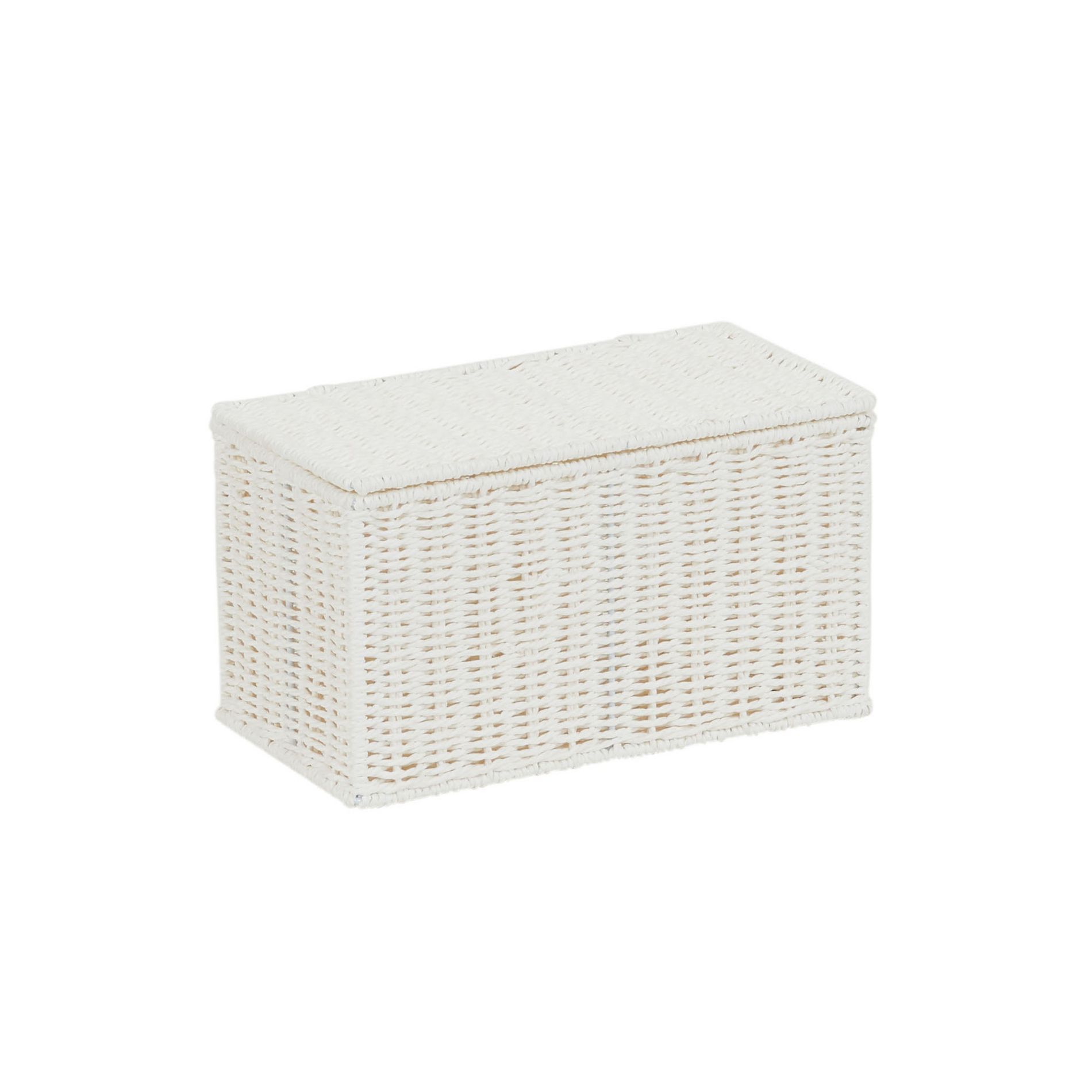 Small Wicker Basket with Lid, Multipurpose Storage Basket for Bathrooms, Shelves, Desks, Vanities, Closets and More