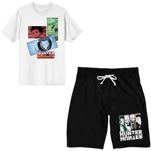 Hunter X Hunter Character Panels Men's Short Sleeve Shirt & Sleep Shorts Set - 1 of 4