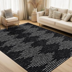 TackView Striped Runner Rug Non-Slip Hallway Runners, Low Pile Washable Mat for Laundry Room Kitchen Stain-Resistant Entryway Rugs - 1 of 4