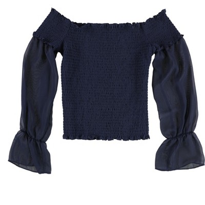 bar III Womens Smock Off the Shoulder Blouse
