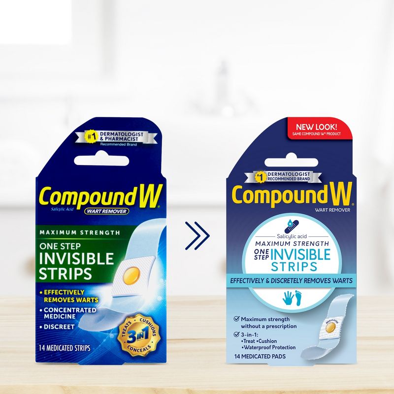 Compound W Maximum Strength One Step Invisible Wart Remover Strips - 14 ct, 3 of 9