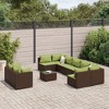 vidaXL 10 Piece Brown Poly Rattan Patio Sofa Set w/Cushions - Outdoor Modular Furniture for Garden, Backyard, Terrace - 2 of 4