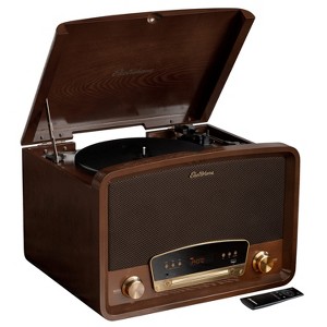 Electrohome Kingston Vintage Vinyl Record Player Stereo System - Turntable, Bluetooth, Radio, CD, Aux, USB, Vinyl to MP3 - Walnut - 1 of 4