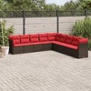 vidaXL 9 Piece Patio Sofa Set with Cushions Brown and Red - Without Table - 2 of 4