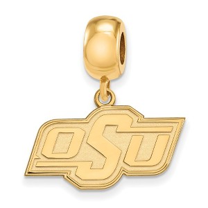 Black Bow Jewelry 14k Yellow Gold Plated Sterling Silver Oklahoma State Cowboys NCAA Bead Charm - 1 of 3