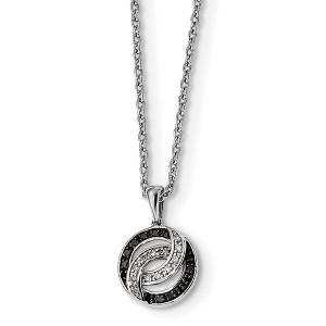 Black Bow Jewelry Black & White Diamond 11mm Swirl Circle Necklace in Sterling Silver - 1 of 4