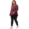 Agnes Orinda Women's Plus Size Pleat Peplum Curved Hem V Neck Ruffle Sleeve Casual Tunic Blouses - 3 of 4
