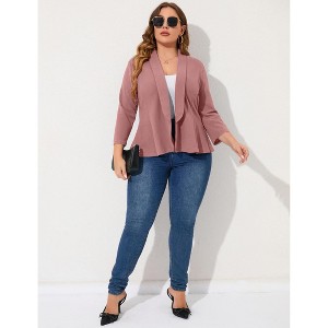 YESFASHION Women Plus Size Casual Blazer Open Front Long Sleeve Work Office Cardigan Jackets - 1 of 3