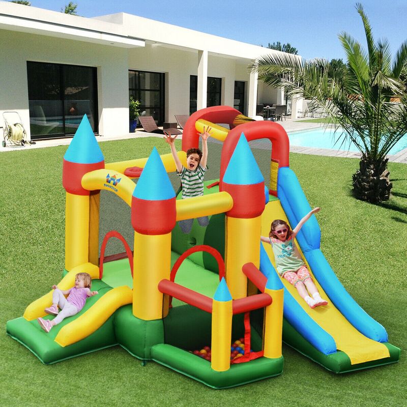 Costway Kids Inflatable Bounce House Jumping Dual Slide Bouncer Castle W/ 780W Blower, 4 of 11