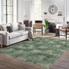 Area Rug Washable Non Slip Low Pile Rug Soft Faux Wool Non Shedding Floor Carpet, Stain Resistant Modern Abstract Rug for Bedroom, Living Room, Green - 3 of 4