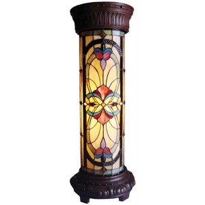 Chloe Lighting Ruby Spectacle Tiffany-Glass 2 Light Victorian Pedestal Light Fixture 30" Tall - 1 of 4