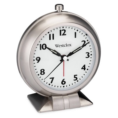 Westclox Silver Nickel Analog Alarm Clock with Dome Glass
