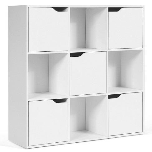 Black 6 Cube 3 Door Storage Unit Shelving Bookcase Display Shelf Wooden Tier Box 