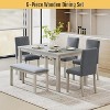 Zevemomo 6-Piece Solid Wood Dining Table Set, Including 1 Dining Table, 4 Upholstered Chairs and 1 Bench, for Kitchen, Dining Room, Silver Grey - 2 of 4