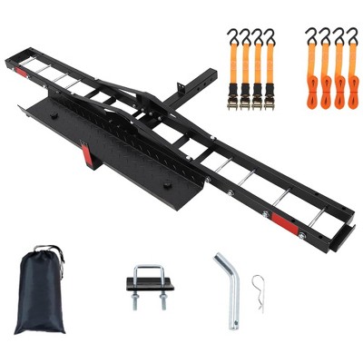 Heavy-Duty Motorcycle Tow Hitch Carrier ¨C 500 lbs Capacity Dirt Bike & Scooter Transport Rack with Loading Ramp, Universal 2" Hitch Mount
