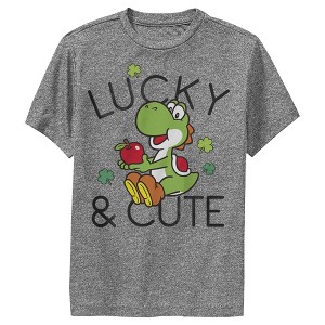 Boy's Nintendo Super Mario Yoshi St. Patrick's Lucky and Cute Performance Tee - 1 of 3