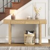 Wooden Narrow Entryway Console Table,Console Table With Storage Drawers And Wood Tabletop,Rattan Accent Living Room Console Table-Cuddlewood - 3 of 4