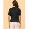 Allegra K Women's Peter Pan Collar Swiss Dots Short Sleeves Button Front Shirt - 4 of 4