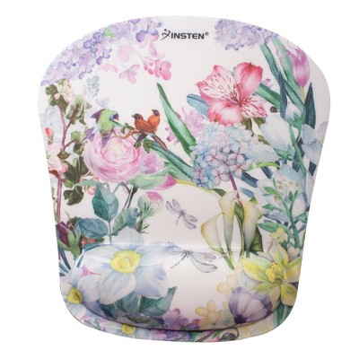 Insten Floral Mouse Pad with Wrist Support Rest, Ergonomic Support, Pain Relief Memory Foam, Non-Slip Rubber Base, Trapezoid S