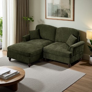 Mid-Century 2-Seater L-Shaped Modular Sectional Sofa with Movable Ottoman - 1 of 4