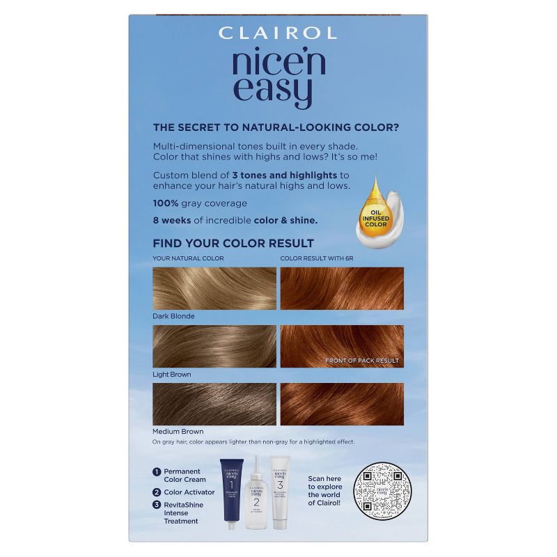 Clairol Nice'n Easy Permanent Hair Color Cream Kit - Red, 2 of 9