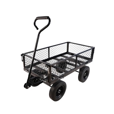 YONWAY Heavy Duty 660 Lbs Capacity Mesh Steel Garden Cart Folding Utility Wagon with Removable Sides10 inch Tire