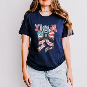 Simply Sage Market Coquette USA Bow Grunge Short Sleeve Tee - 1 of 4