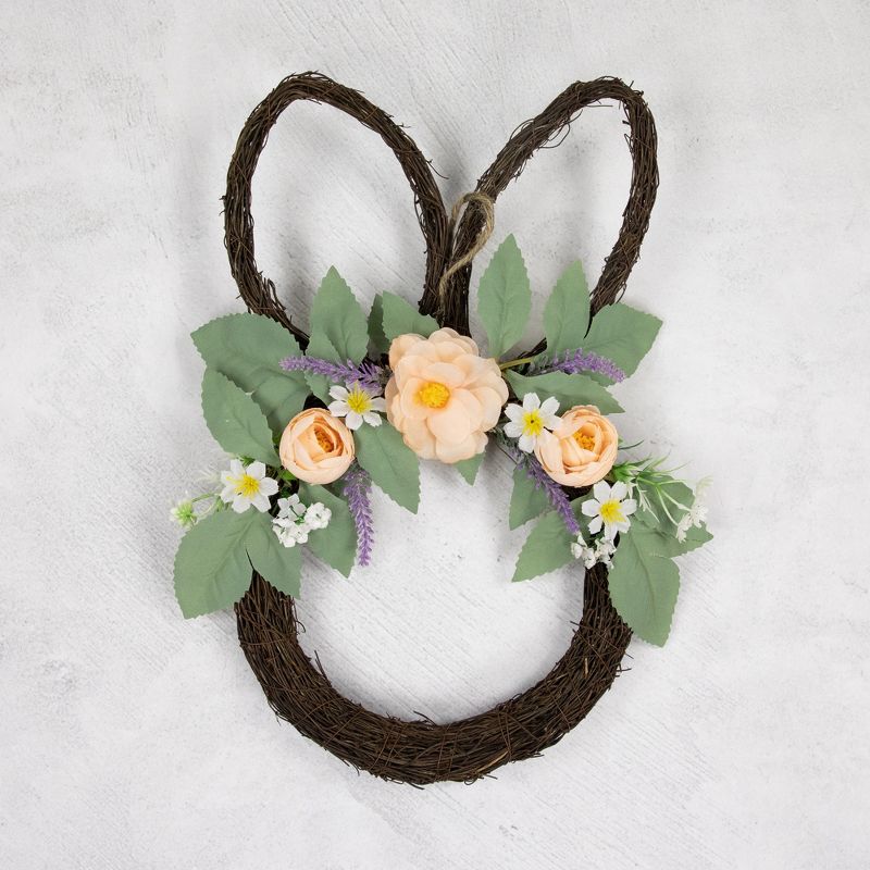 Northlight 15" Bunny Ears Floral Easter  Twig Wreath, 3 of 6