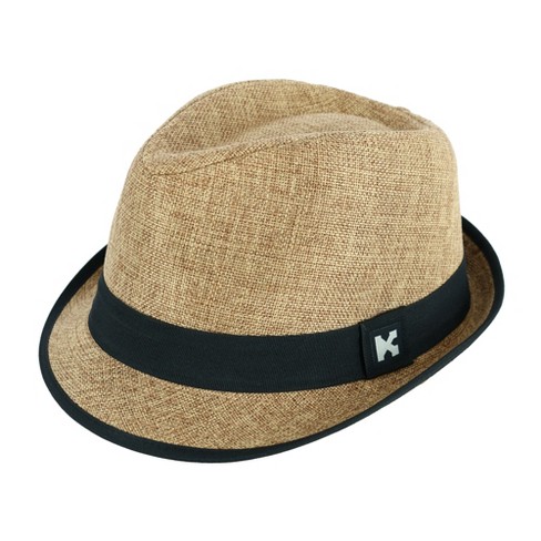 Kenny K Fedora Hat with Black Trim, Large, Tan