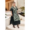 LEELA Women's Summer Holiday Beach Casual Dailywear Elegant Maxi Kaftan Dress Caftan Loungewear Dashiki House Dresses for Women 3X-4X Black, Stripe - 2 of 4