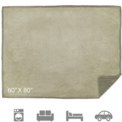 Taupe Waterproof Sherpa Fleece Reversible Blanket, 60" x 80"